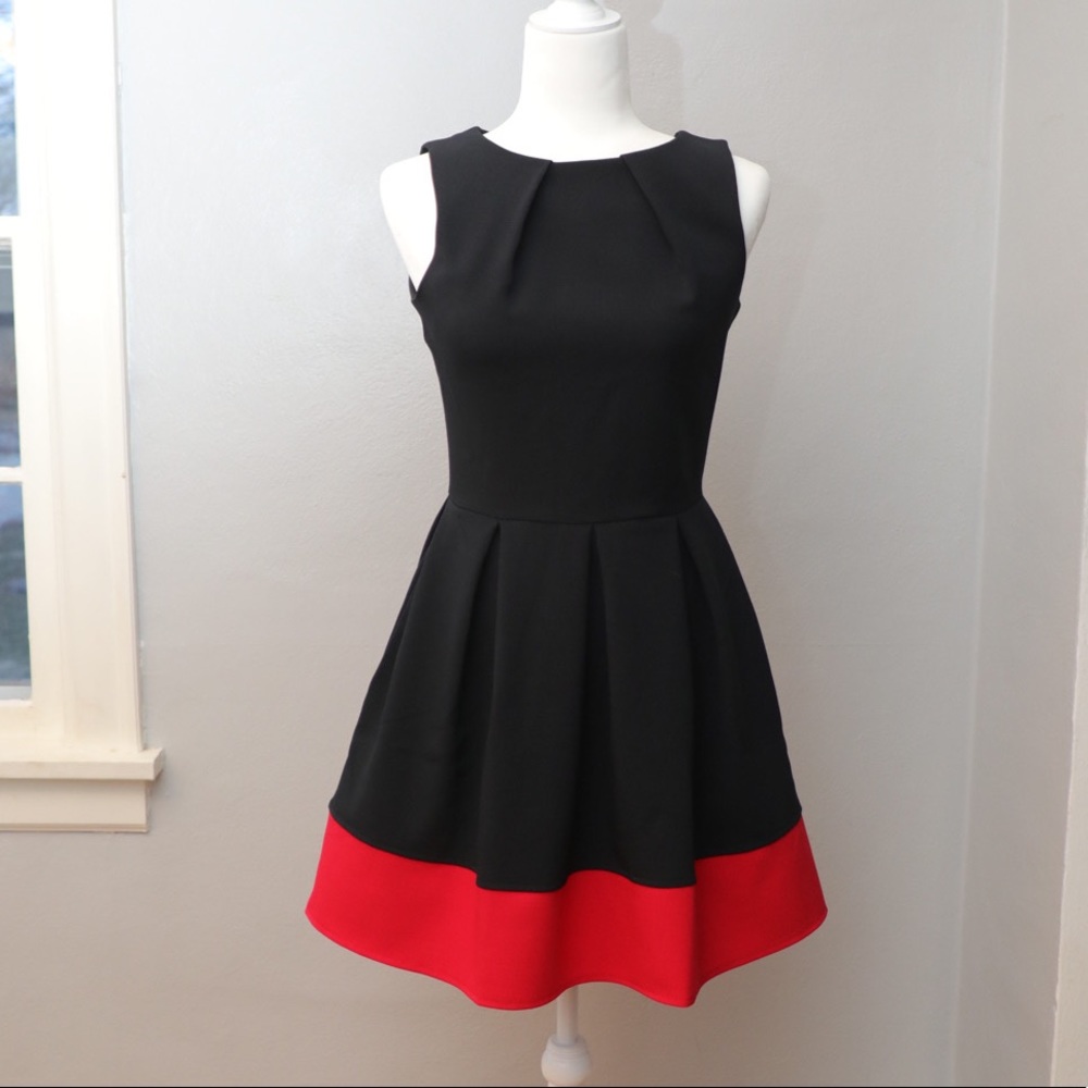 Little black dress with red trim